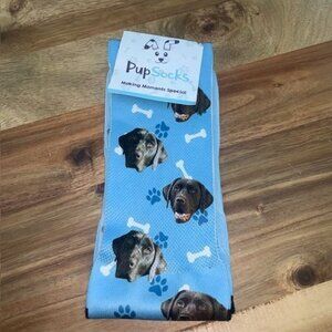 Labrador Retriever Dog Face Novelty Light Blue Thin  Crew Socks New